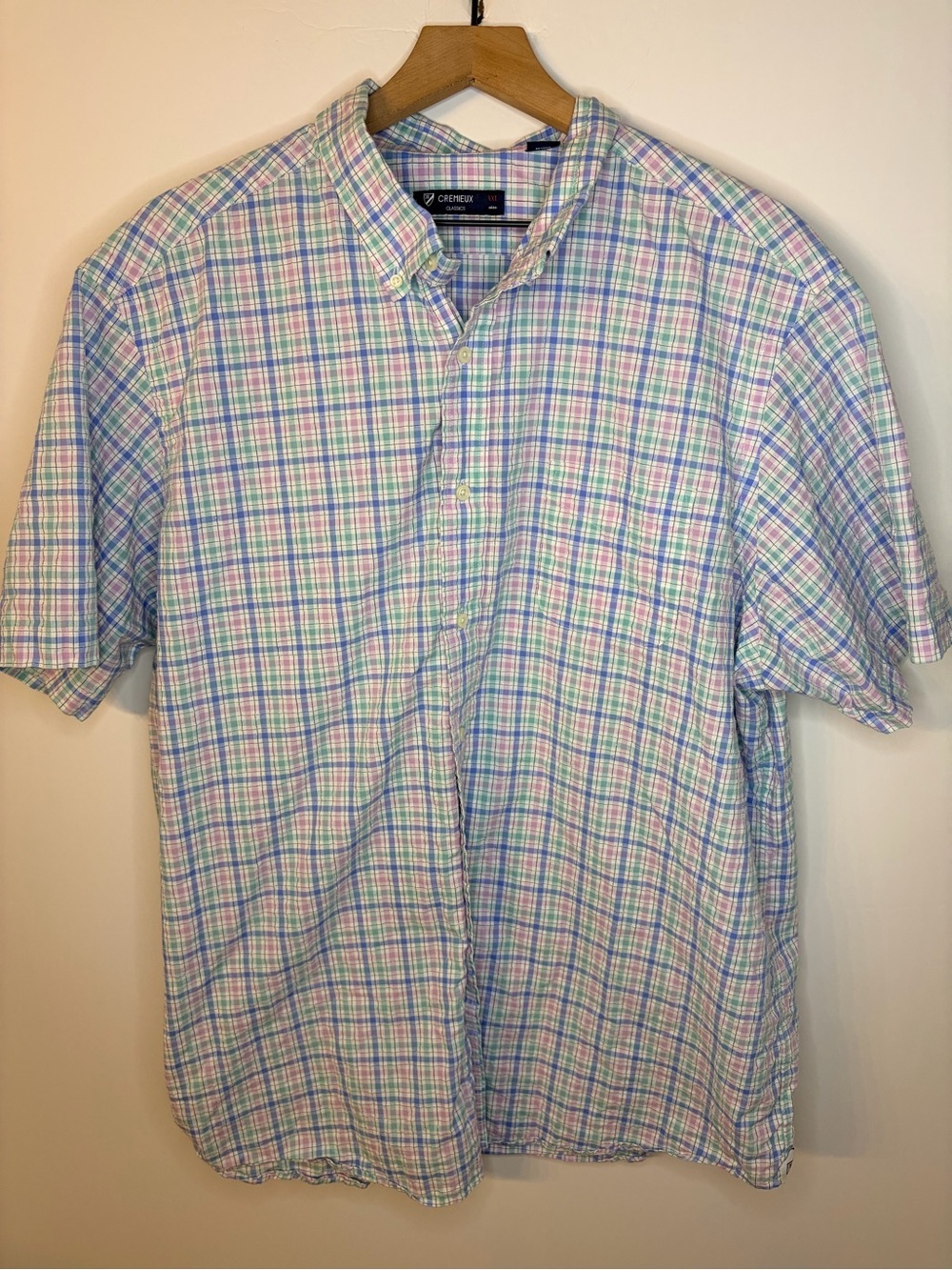 Cremieux Classics Men’s Short Sleeve Plaid Button Down Collar Shirt, Size XXL